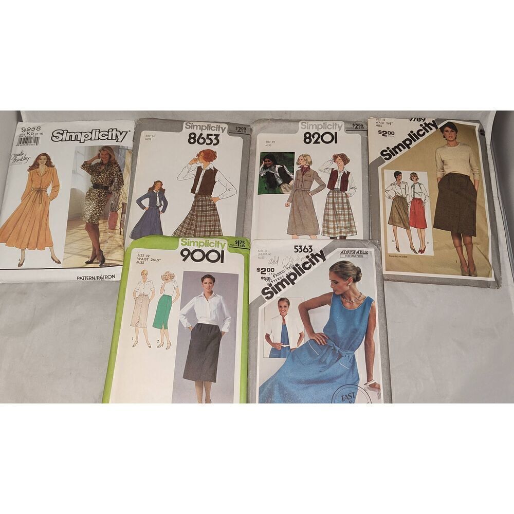SIMPLICITY PATTERNS. Lot of 6. Work wear office wear. Have been cut.